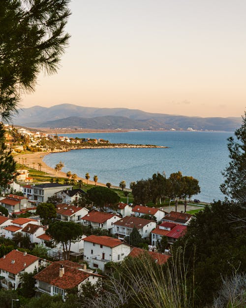 Town on Sea Shore at Sunset