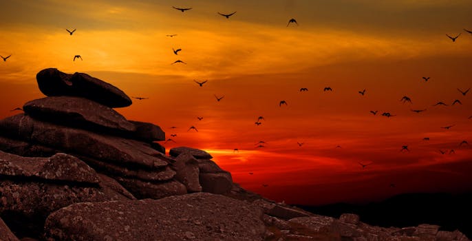 Rock Formation With Sunset Photo