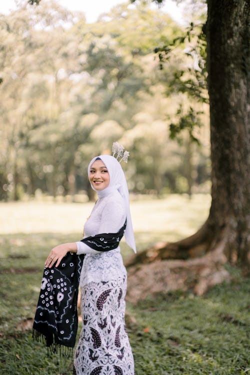 Woman in Hijab Posing in Park