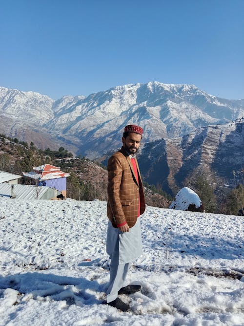 Man in Suit Posing in Mountains