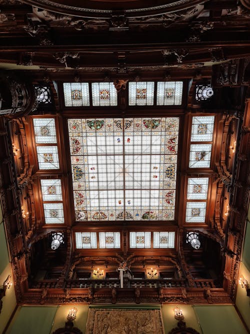 Stained Glass in the Skylight of Peles Castle in Romania