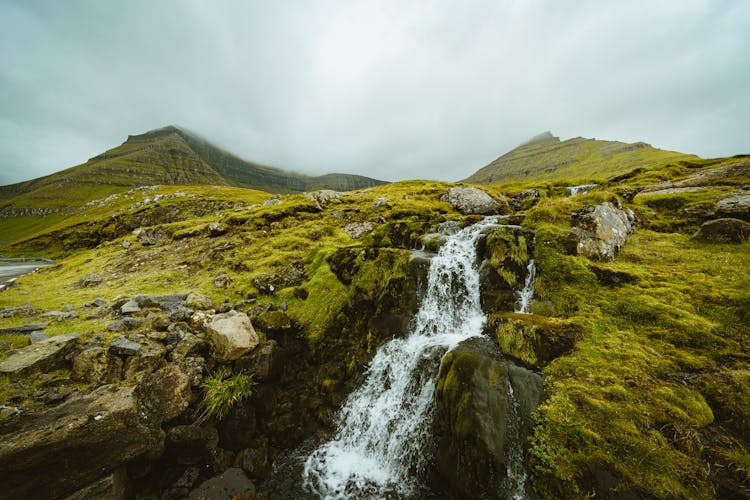 A Waterfall In The Faroe Islands 