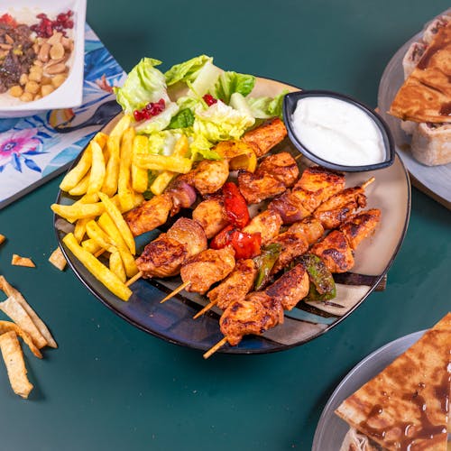 Roasted Chicken with Fries and Salad