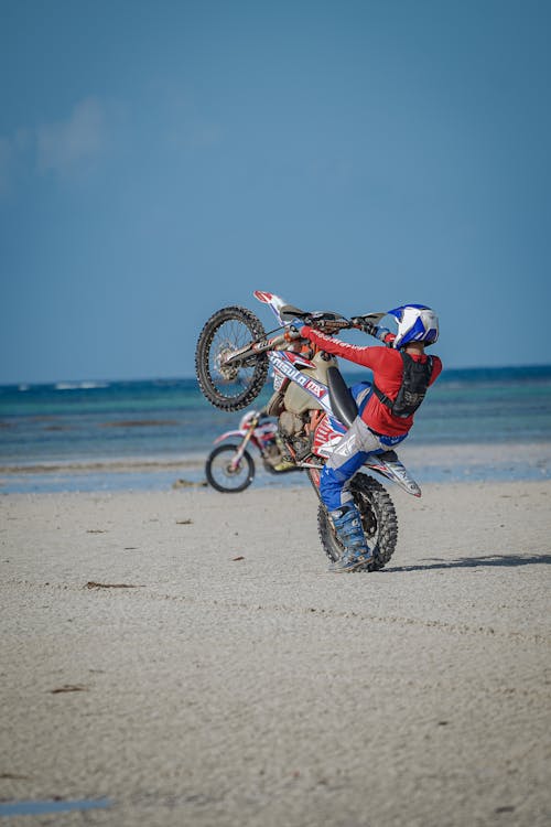 Riding Motocross on Beach