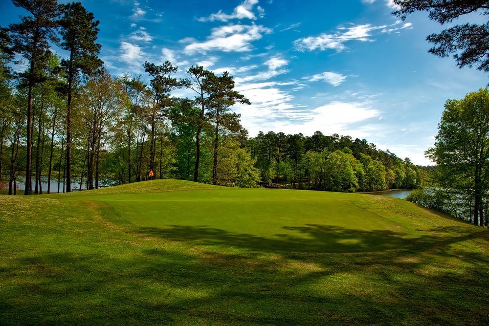 Fairway beside the water on a clear day