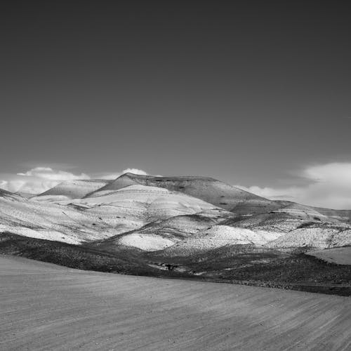 Clear Sky over Hills in Black and White