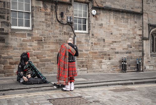 Scottish Bagpipers in Kilts