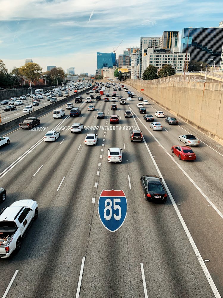 Traffic On Route 85 In City In USA