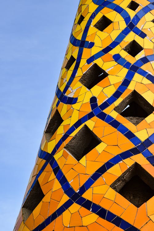 Close-up of the Ornate Chimney at Guell Palace Designed by Antoni Gaudi