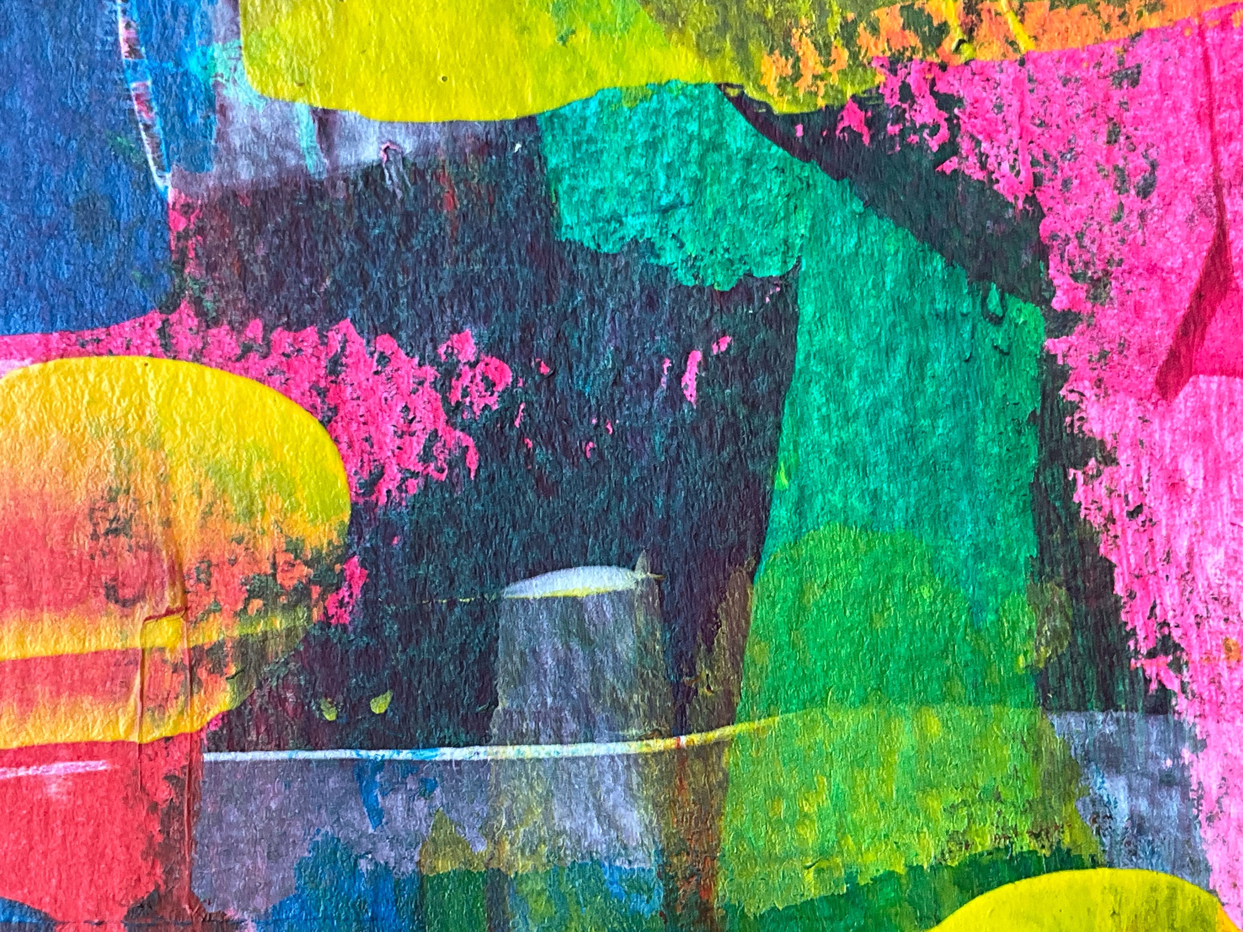 Poster Art Abstrait Village ésotérique – Impression Originale, Style Mid-Century