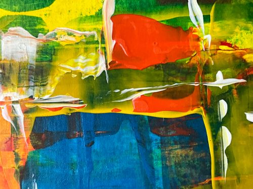 Free Dynamic abstract painting with vivid colors and expressive brushstrokes. Stock Photo