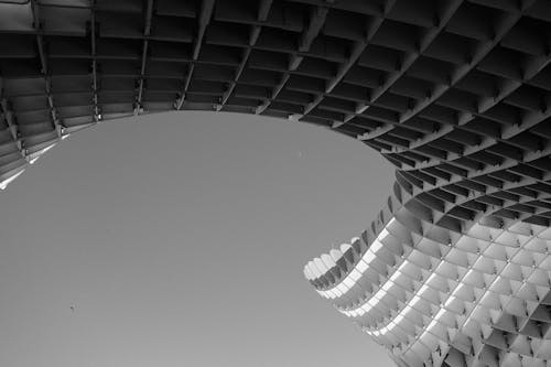 Black and White Picture of the Metropol Parasol Roof, Seville, Spain 