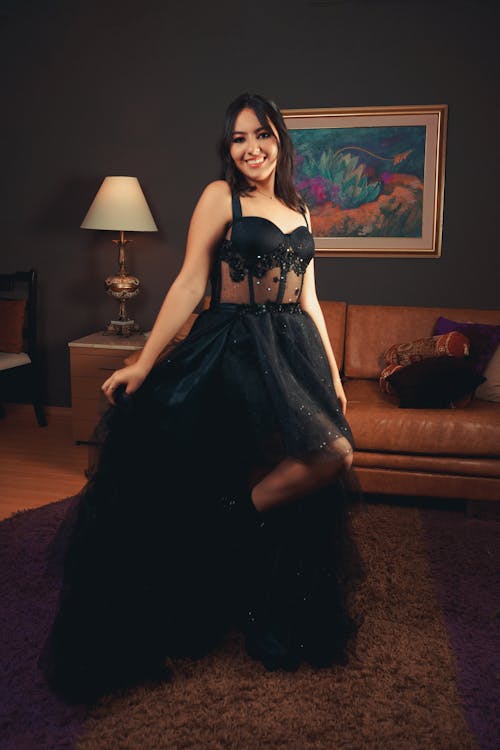 Young Woman in a Black Tulle Dress 