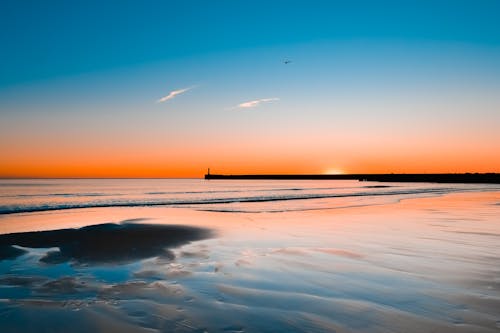 grátis Vista Panorâmica Do Oceano Durante O Pôr Do Sol Foto profissional