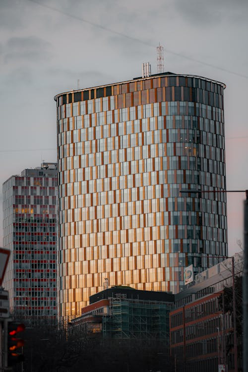 Sunset Reflecting in a Modern Glass Skyscraper
