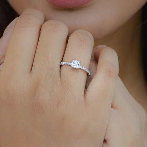 Close-up of Woman Wearing a Silver Ring 