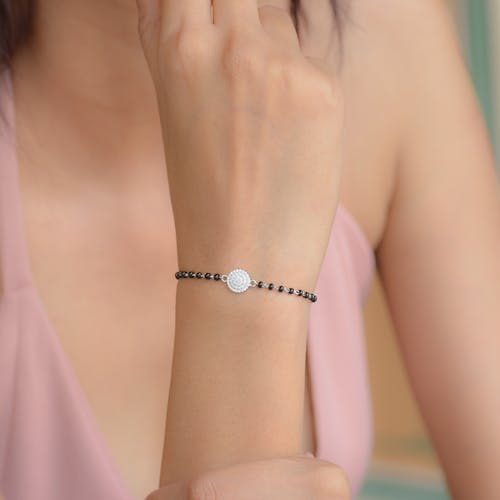 Close-up of a Delicate Bracelet on Womans Wrist
