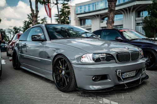 A Gray BMW E46 on a Parking Lot 