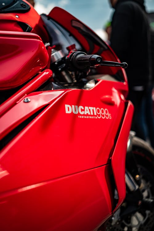 Close-up of a Red Ducati Motorcycle 
