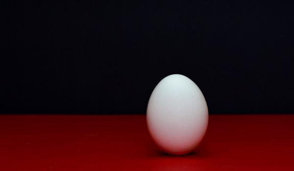Egg with red foreground and black background