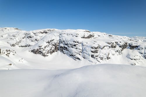 Landscape of Snowy Mountains under Blue Sky