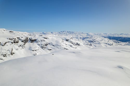 View of Snowy Mountains under a Clear, Blue Sky 