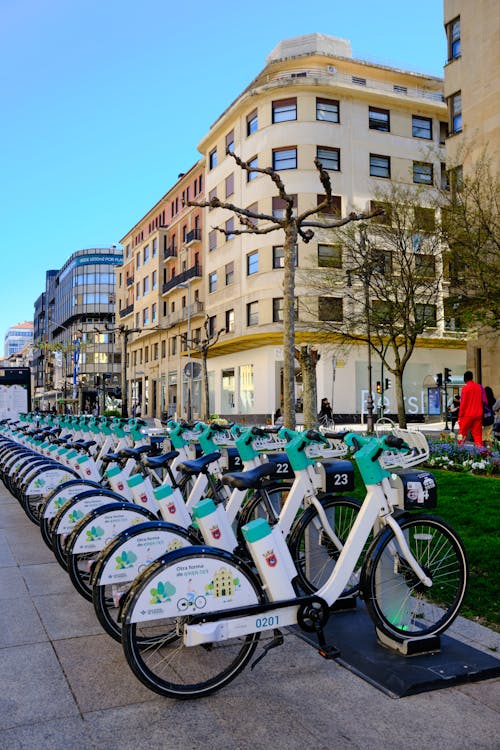 Rack with City Bicycles