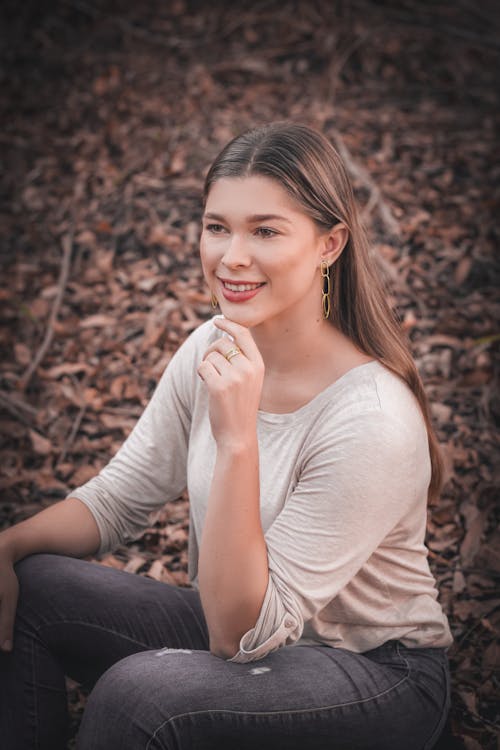 Blonde girl smiling 