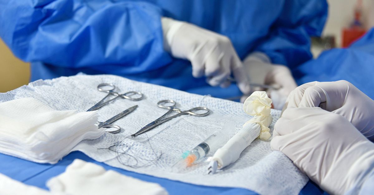 Close-up of Surgical Instruments Lying on a Table in an Operating Room ...
