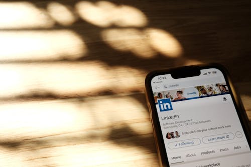 Free Close-up of Linkedin Page on Smartphone Screen Stock Photo