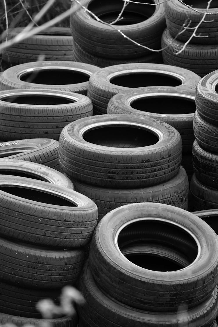 A Stack Of Car Tires