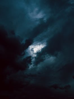 An intense and moody stormy sky with dramatic clouds over Buenos Aires, Argentina.