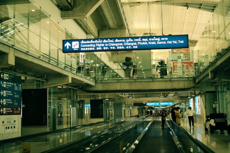 Moving Walkways On An Airport In Bangkok