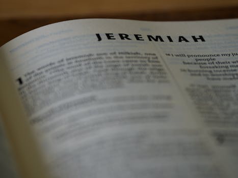 Detailed close-up of the Book of Jeremiah in the Holy Bible with text in focus.