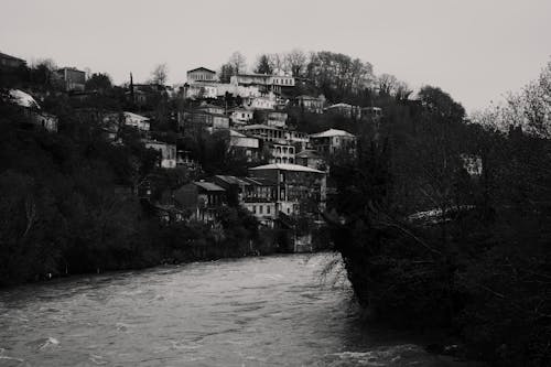  View of Buildings on a Hill by the Rioni River, Kutaisi, Georgia