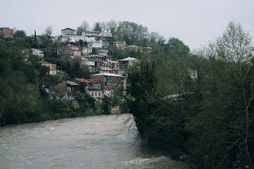 Houses on Bank of River Sioni in Kutaisi, Georgia