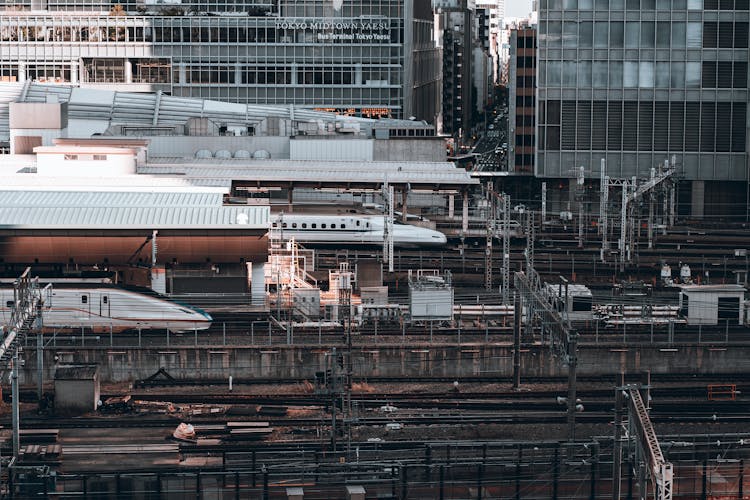 Trains At The Tokyo Railway Station