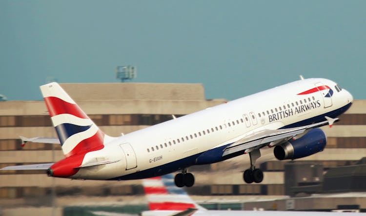 White British Airways Taking Off The Runway