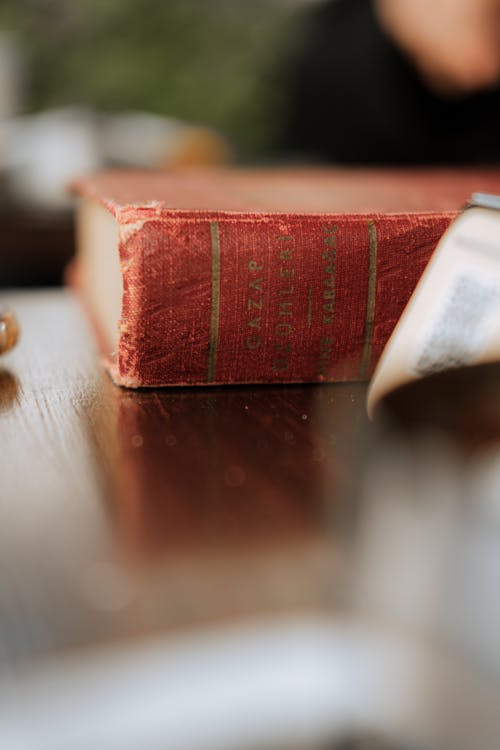 Close-up of an Old Book on the Table 