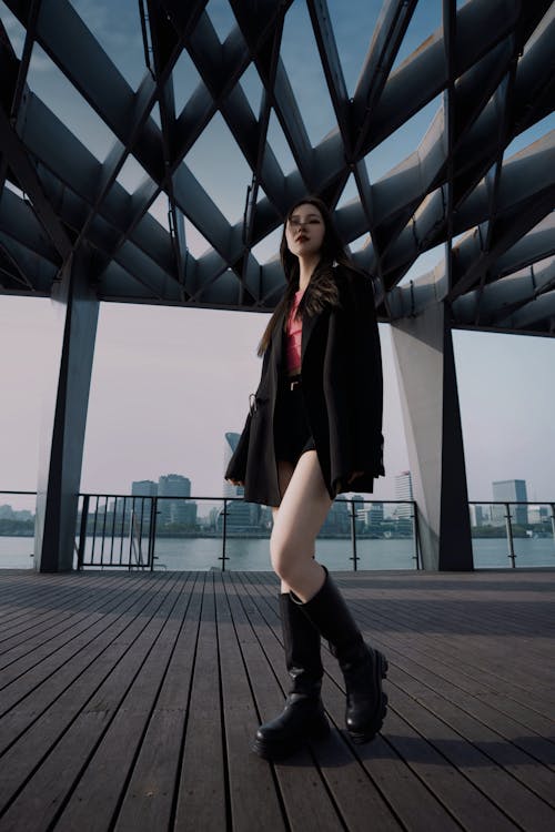 Young Fashionable Woman Posing in City 