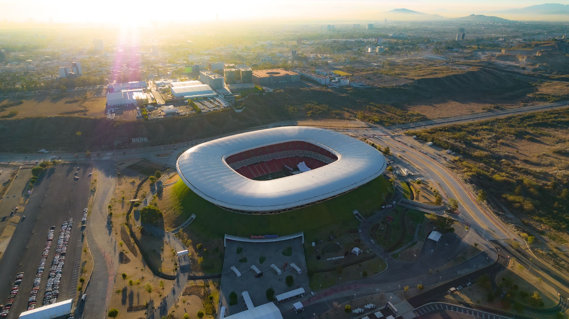 Mexico City'deki Estadio Azteca'nın dış görüntüsü.