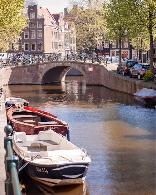 Scenic View of Canal and a Bridge in Amsterdam 