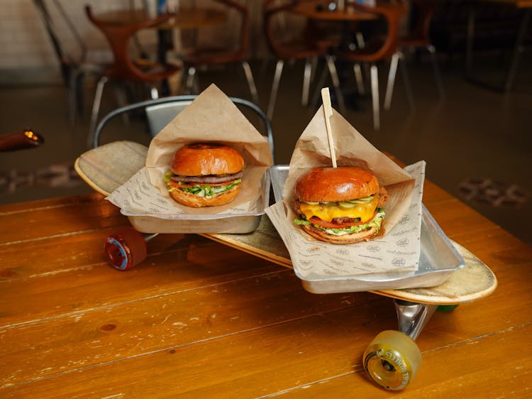 Cheeseburgers On Skateboard