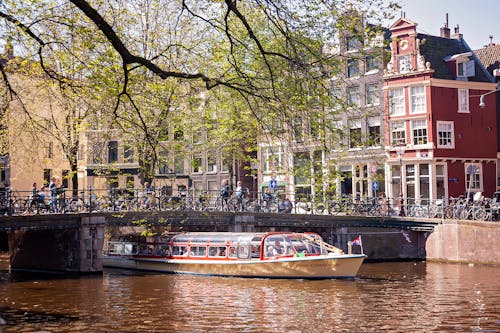 Tour Boat on Canal in Amsterdam