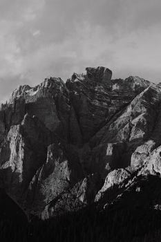 Stunning black and white landscape capturing rugged mountain peaks in Veneto, Italy.