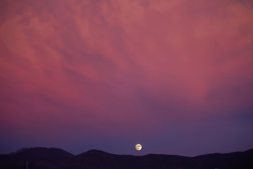 Full Moon in the Sky at Dusk 