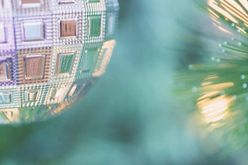 Free Close Up Photo of Silver Christmas Bauble Stock Photo