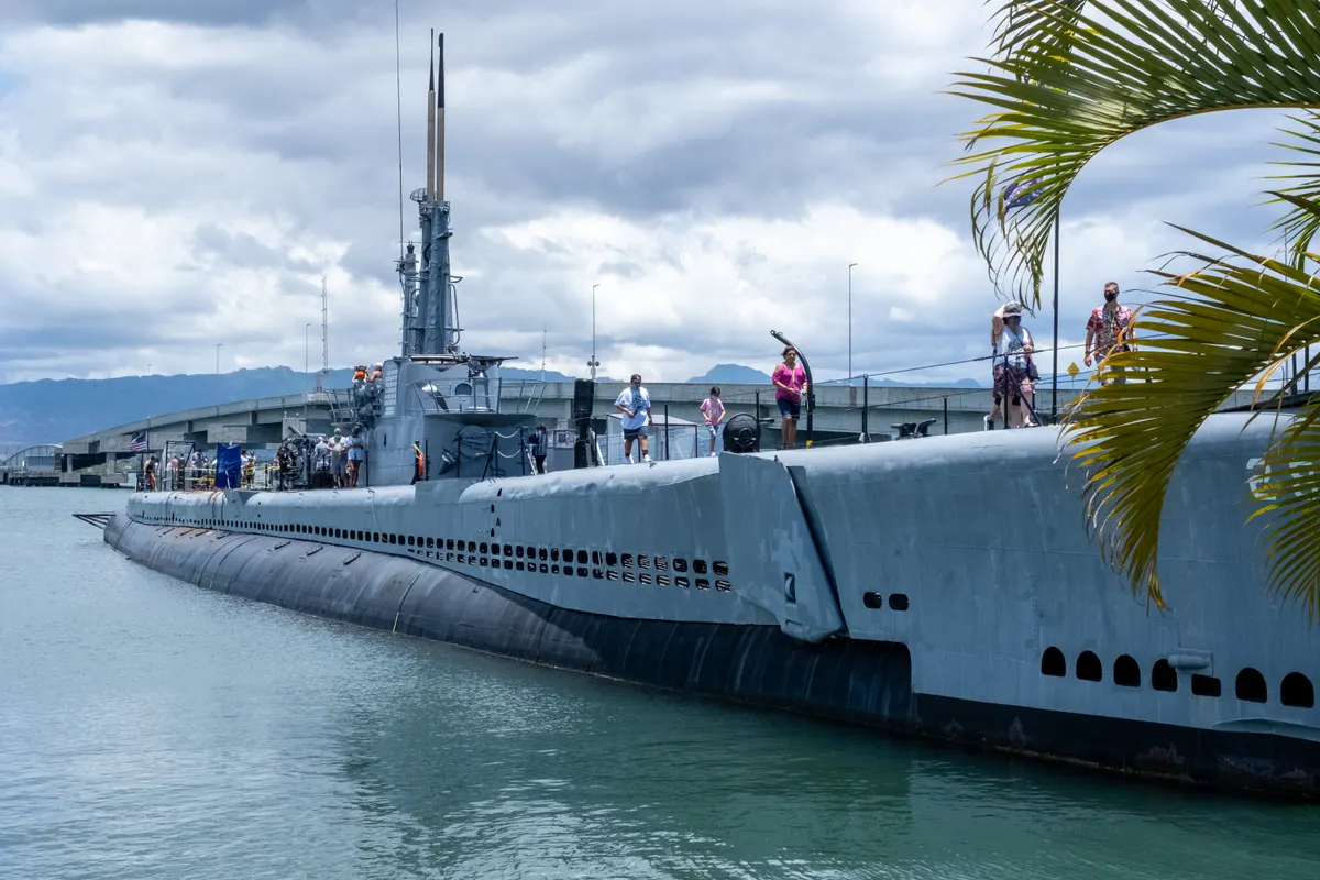The USS Bowfin submarine docked at Pearl Harbor