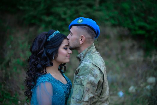 Soldier Kissing Woman in Dress