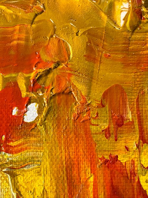 Free Colorful abstract acrylic painting with bold textures and vivid warm hues. Stock Photo